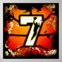 Grunge Style Number 7 Basketball and Player Poster