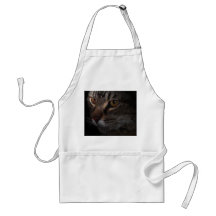 Grunge Tabby Cat Face in Shadow Aprons