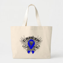 Grunge Winged Ribbon Colon Cancer Survivor Canvas Bag