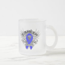 Grunge Winged Ribbon Colon Cancer Survivor Coffee Mugs