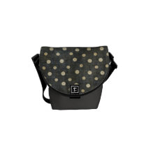 Grungy Black and White Polka Dot Pattern Messenger Bags
