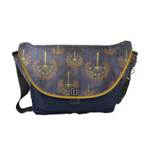 Grungy Gold Trees and Blue Messenger Bag