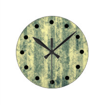 Grungy Green Stripes Round Clocks