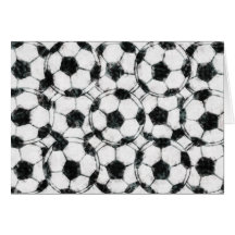 GRUNGY SOCCER BALLS GREETING CARD