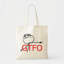 GTFO Get Out Guy Rage Face Comic Meme Canvas Bags