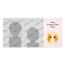 Guinea Pig, on light pink stripes. Custom Photo Card