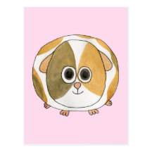 Guinea Pig on Pink. Postcard