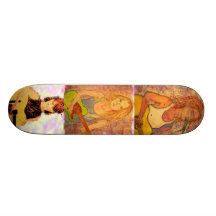 guitar girls collage custom skate board
