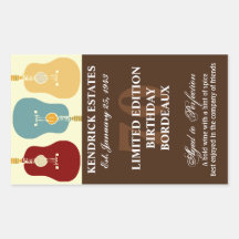 Guitars Wine Label - Brown (750ml) Rectangular Stickers
