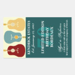 Guitars Wine Label - Teal (750ml) Rectangle Sticker