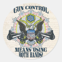 Gun Control: Using Both Hands Gun-Toting Eagle Stickers