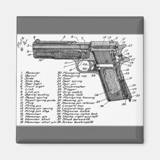 Gun Diagram Fridge Magnet