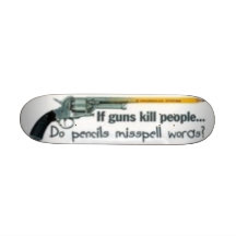 guns vs pencils skateboard deck