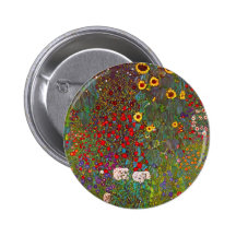 Gustav Klimt Farm Garden with Sunflowers Pinback Button