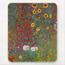 Gustav Klimt Farm Garden with Sunflowers Mouse Pad