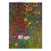 Gustav Klimt Farm Garden with Sunflowers Note Card