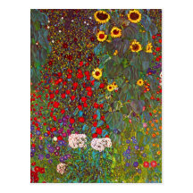 Gustav Klimt Farm Garden with Sunflowers Postcard