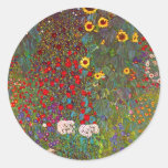 Gustav Klimt Farm Garden with Sunflowers Stickers