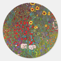 Gustav Klimt Farm Garden with Sunflowers Stickers