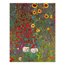 Gustav Klimt Garden with Sunflowers Invitations