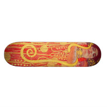 Gustav Klimt Red Woman Gold Snake Painting Skateboard Deck