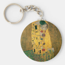 Gustav Klimt The Kiss Art Nouveau Jugendstil Gold Keychains