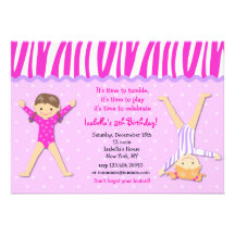 Gymnast Gymnastic Birthday Party Invitations