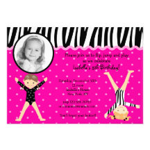 Gymnast Gymnastic Birthday Party Invitations