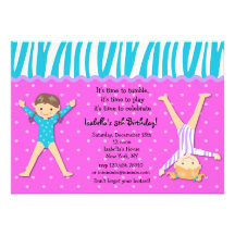 Gymnast Gymnastic Birthday Party Invitations