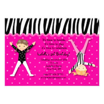 Gymnast Gymnastic Birthday Party Invitations