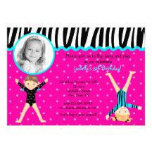 Gymnast Gymnastic Birthday Party Invitations