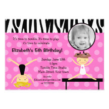 Gymnast Gymnastics Birthday Invitations