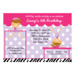 Gymnast Gymnastics Birthday Party Invitation Zebra