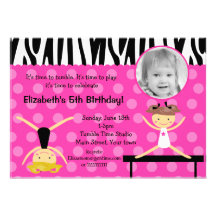 Gymnast Gymnastics Photo Birthday Invitations