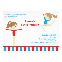 Gymnastics Girls Birthday Party Invitation