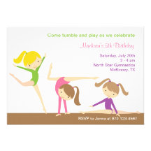 Gymnastics Girls Birthday Party Invitation