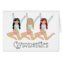 gymnastics girls greeting cards