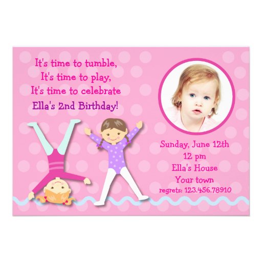 GYMNASTICS Gym Photo Birthday party invitations