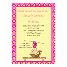 Gymnastics Stick Figure Birthday Invitation