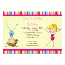 Gymnastics Stick Figure Birthday Invitation