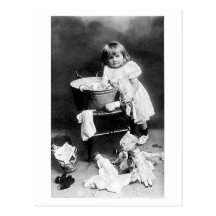 h304 Edwardian Girl with Dolls Clothes Postcard