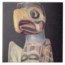 Haida 'Thunderbird' statue (painted wood) Ceramic Tiles