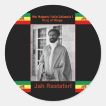Haile Selassie the Lion of Judah, Jah Rastafari Round Stickers