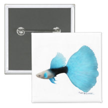 Half Black Blue Fancy Guppy Pin