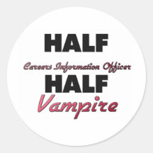 Half Careers Information Officer Half Vampire Round Sticker
