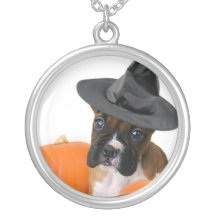 Halloween boxer puppy custom necklace