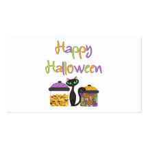 Halloween Candy Black Cat Business Card Template