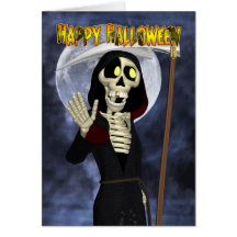 Halloween Card With Happy Grim Reaper