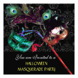 HALLOWEEN  DAMASK MASQUERADE PARTY Black blue Personalized Invites