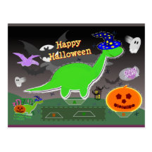 Halloween Dinosaur Statue Cut & Glue Craft Card Post Card